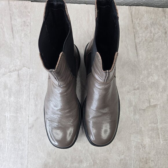 Vagabond Tara Platform Chelsea Boots 10 Gray Patent Leather Y2k Chunky Booties - Picture 2 of 12